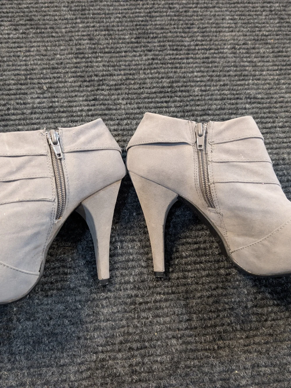 BAMBOO Gray Layered Ankle Booties with Side Zip